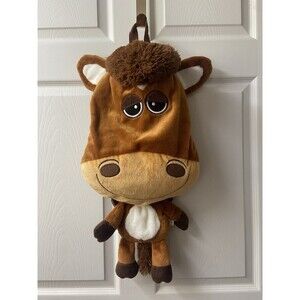 Vintage Prairie Schooner Brown Donkey Child Kids Backpack Plush Unisex Book Bag